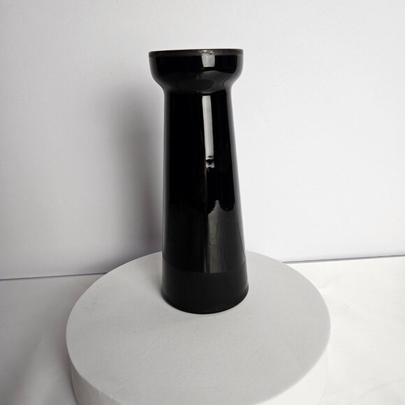 Czechoslovakian Pottery Vase Black Hand-Etched Bird Motif Gloss Finish 6.5"t - Picture 14 of 16